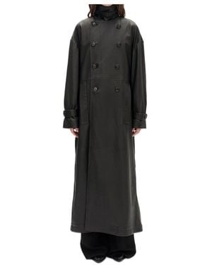 Ann Demeulemeester Double-Breasted Leather Coat - Black