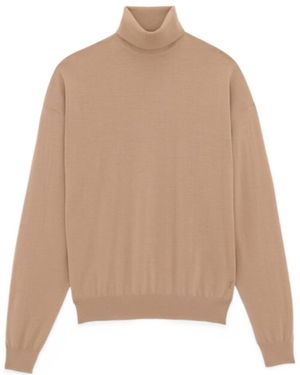 Saint Laurent Turtleneck Knitted Jumper - Natural