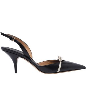 Ferragamo 70Mm Leather Slingback Court Shoes - Black