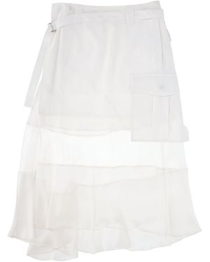 Sacai Asymmetric Hem Midi Skirt - White