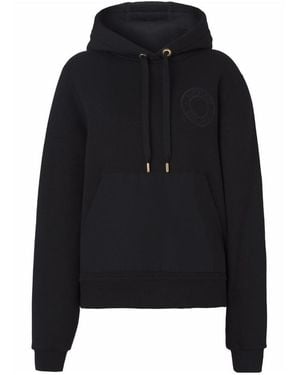 Burberry Logo-Embroidered Hoodie - Black