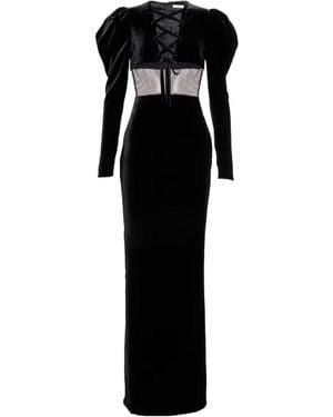 Alessandra Rich Silk-Blend Velvet Maxi Dress - Black