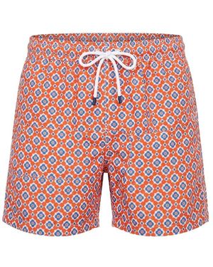 Fedeli Drawstring Swim Trunks - Red