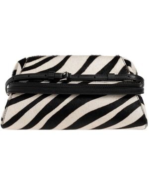 Moschino Zebra-Print Leather Clutch Bag - Black