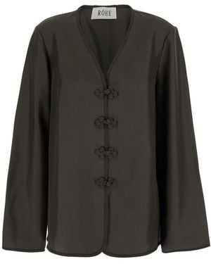 Rohe Mandarin Closure Satin Top - Black
