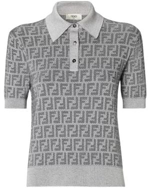 Fendi Ff Jacquard Polo Shirt - Grey
