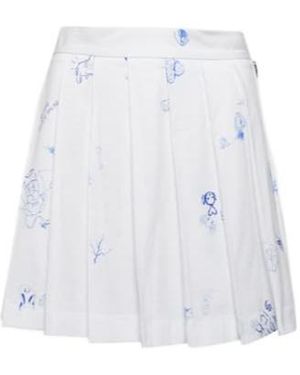 Vetements Printed Pleated Cotton Miniskirt - White