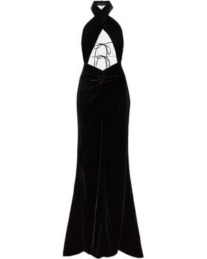 Alessandra Rich Openwork Velvet Dress - Black
