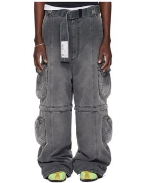 Lu'u Dan Wadded Denim Overalls - Grey