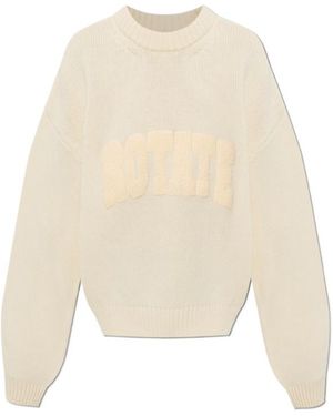 ROTATE BIRGER CHRISTENSEN Crew-Neck Logo Jumper - Natural