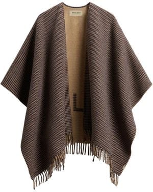 Woolrich Checked Fringed Cape - Brown