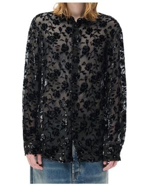 Ann Demeulemeester Andre Floral-Devoré Shirt - Black