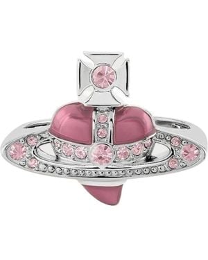 Vivienne Westwood New Diamante Heart Ring - Pink