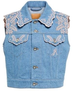 Rabanne Embroidered Denim Vest - Blue