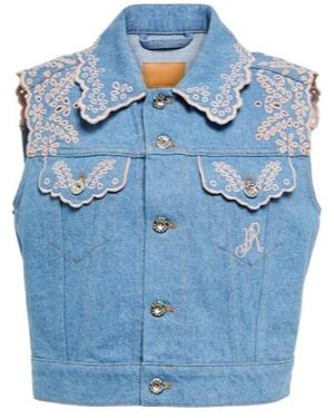 Rabanne Embroidered Denim Vest - Blue