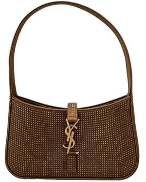Saint Laurent Le 5 À 7 Crystal-Embellished Shoulder Bag - Brown