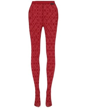 Marine Serre All-Over Moon Printed High-Waisted Tights - Red