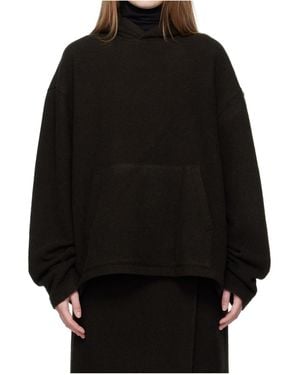 Rier Wool Fleece Hooded Sweatshirt - Black