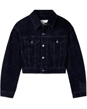 Agolde Radley Cropped Cotton-Blend Velvet Jacket - Blue