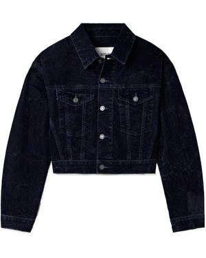 Agolde Radley Cropped Cotton-Blend Velvet Jacket - Blue