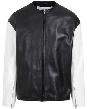 Jil Sander Two-Tone Leather Biker Jacket - Black