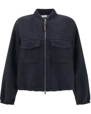 Brunello Cucinelli Hand-Crafted Bomber Jacket - Blue