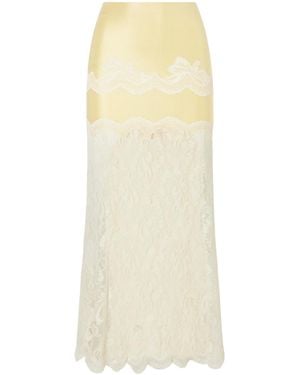 Rabanne Satin-Jersey Lace-Trimmed Maxi Skirt - Natural