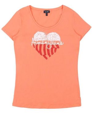 Armani Jeans Round-Necked Logo T-Shirt - Pink