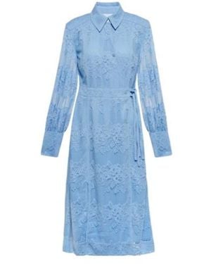 Ganni Lace Shirt Dress - Blue