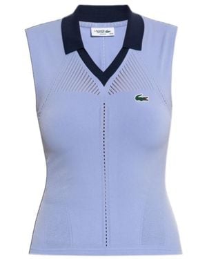Lacoste Sleeveless Knitted Polo Top - Blue