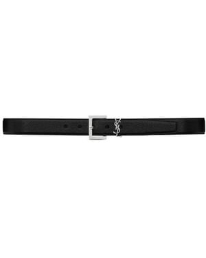 Saint Laurent Cassandre Logo Plaque Buckled Belt - White