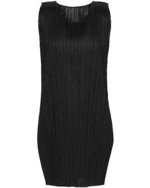 Pleats Please Issey Miyake Plissé-Effect Sleeveless Mini Dress - Black