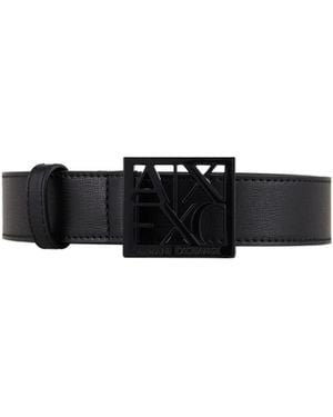 ARMANI EXCHANGE Logo-Buckle Belt - White