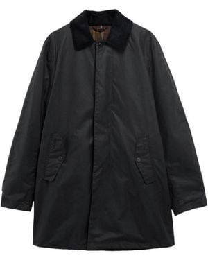 Barbour Corduroy-Collar Cotton Single-Breasted Coat - Black