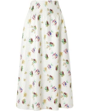 Gabriela Hearst Penelope Pintucked Floral-Print Linen-Twill Maxi Skirt - White