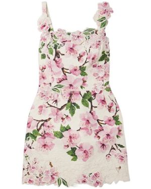 Oscar de la Renta Floral Print Mini Dress - Pink