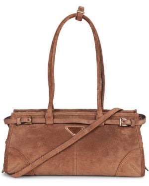 Prada Logo Shoulder Bag - Brown