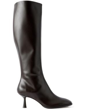 Aeyde Solid Leather Knee Boots - Black