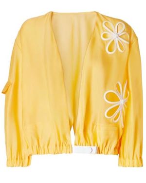 Fendi Floral Cut-Out Bomber Jacket - Yellow