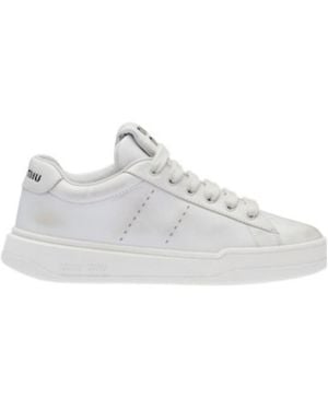 Miu Miu Round-Toe Lace-Up Trainers - White
