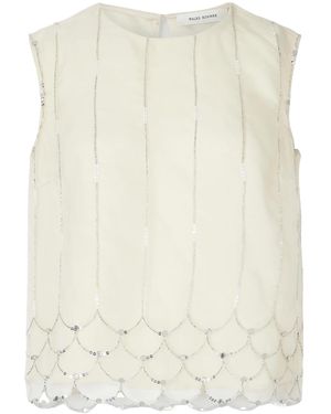 Wales Bonner Triumph Embellished Silk-Organza Top - Natural