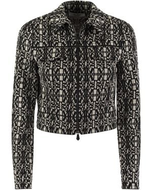 Max Mara Tony Monogram-Pattern Cropped Jacket - Black