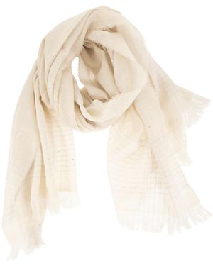 Peserico Sequin-Embellished Striped Scarf - White