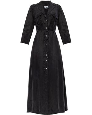 Ganni V-Neck Maxi Dress - Black