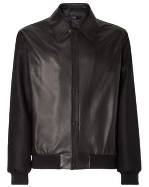Fendi Wool And Leather Blouson - Black