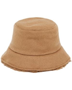 Max Mara Reversible Camel And Teddy Fabric Cloche Hat - Natural