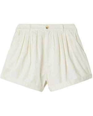 Doen Pleated Organic Cotton-Poplin Shorts - White