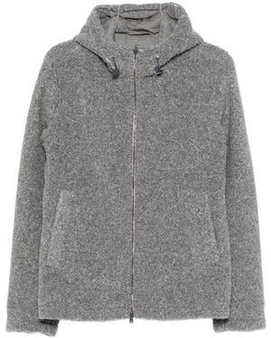 Herno Hooded Bouclé-Effect Coat - Gray