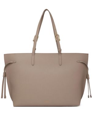Furla Logo Lettering Drawstring Shoulder Bag - Gray