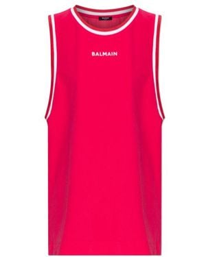 Balmain Striped-Trim Mini Dress - Pink